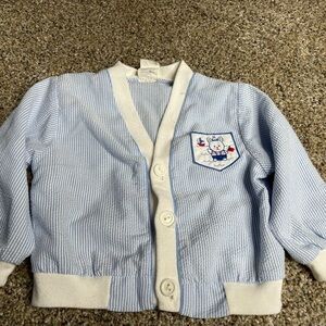 Vintage Togs Coat Cardigan Stripe Bear Top Unisex 6-9 Months
